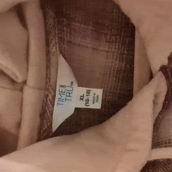 Time and Tru Button Down Hooded Flannel Shirt in Cherry Blossom Size XL - Picture 3 of 3